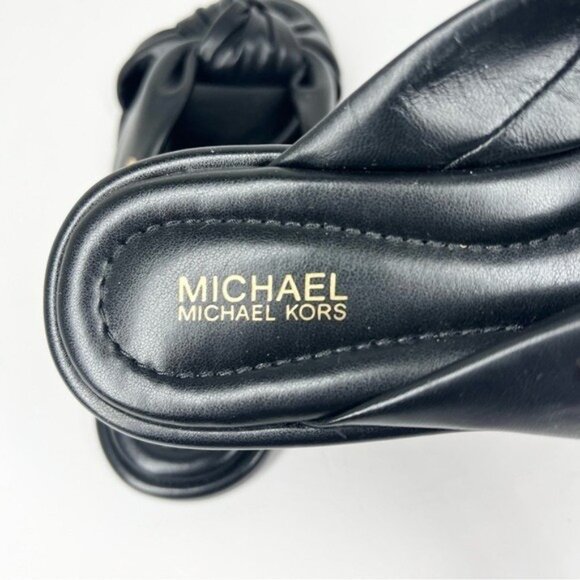 MICHAEL Michael Kors Elena Knotted Slide Sandals Black Size 6M - Picture 6 of 14
